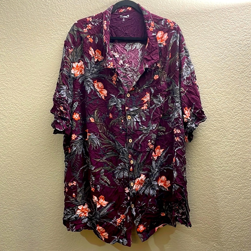 KingSize KS Island Men's Big & Tall Printed Rayon Short-Sleeve Shirt Size 6XL
